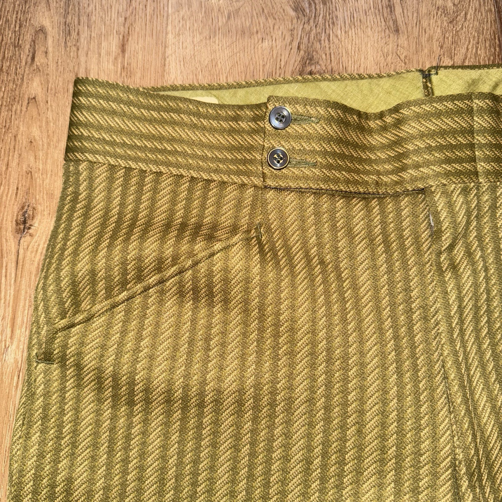 Vtg 60s Pants Mens 34 28 Marx Made Leisure Suit MCM Mod Beatnik Stripe Polyester