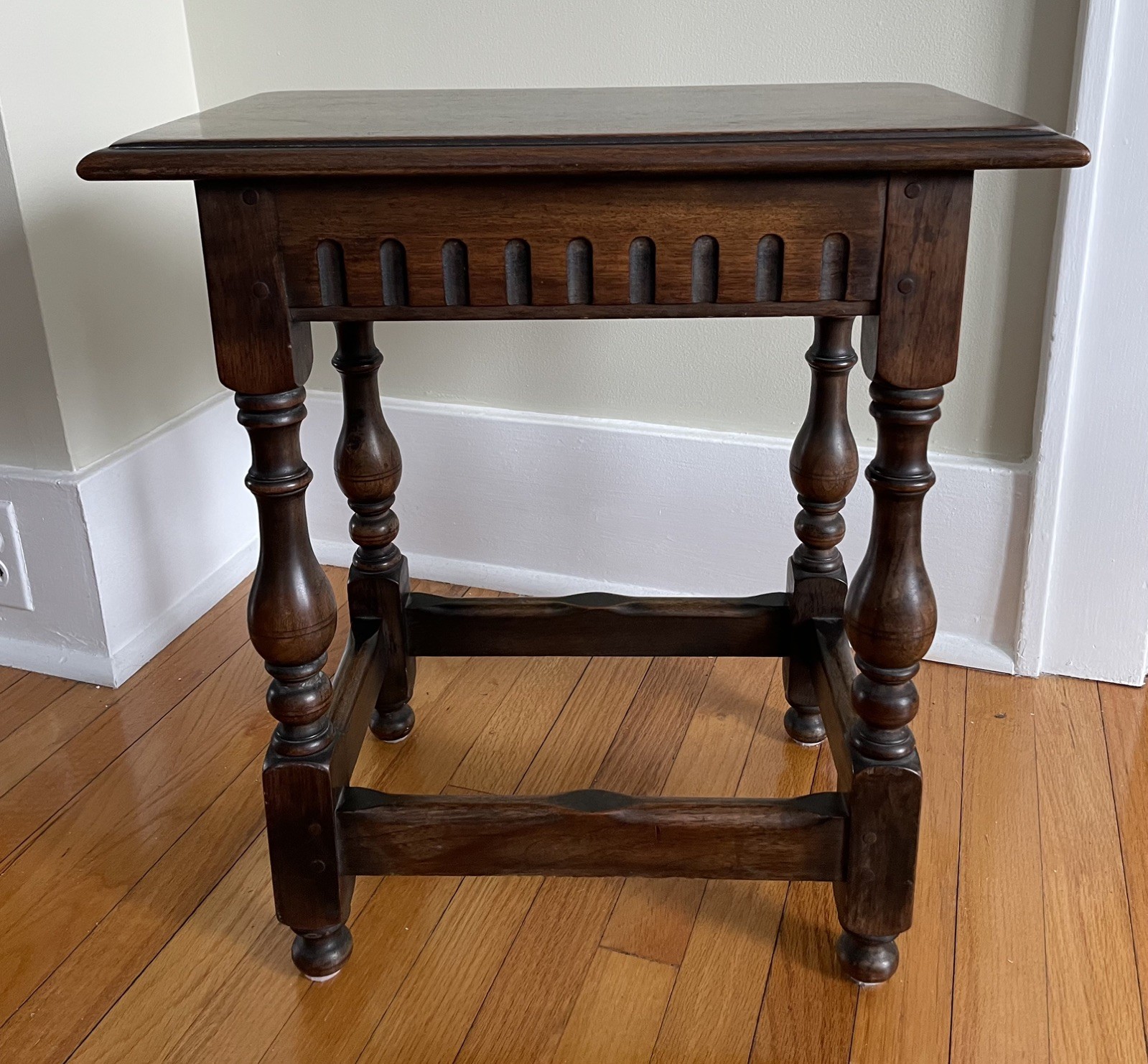 Antique Kittinger Walnut Joint Stool End Table