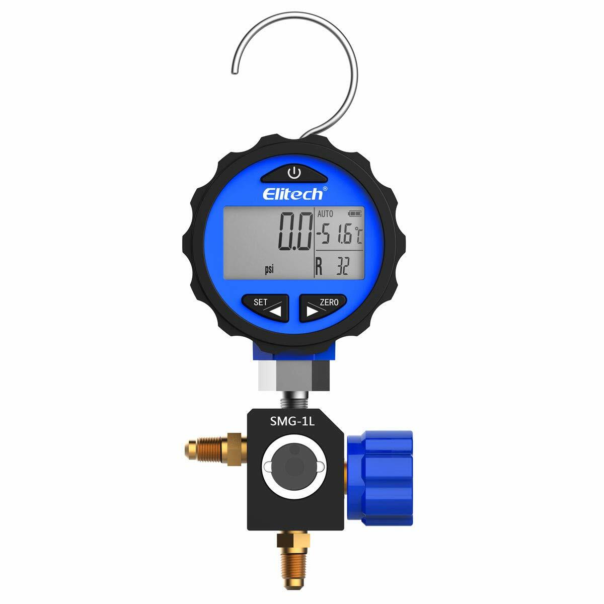 Elitech SMG-1L Refrigeration HVAC Digital Pressure Gauge Single Manifold Gauge