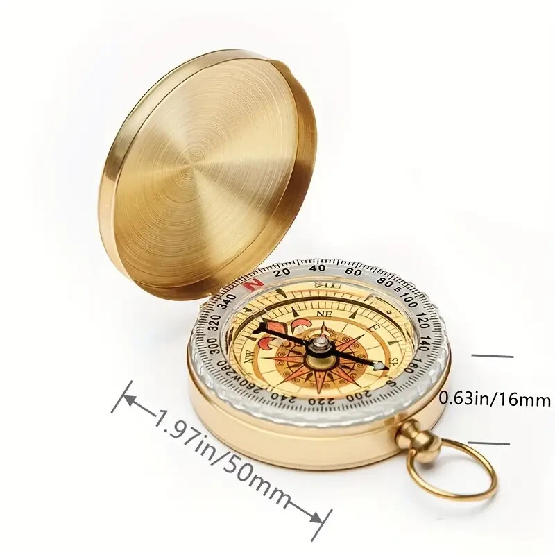 Waterproof Luminous Compass Camping Hiking Brass Compass Portable Compass