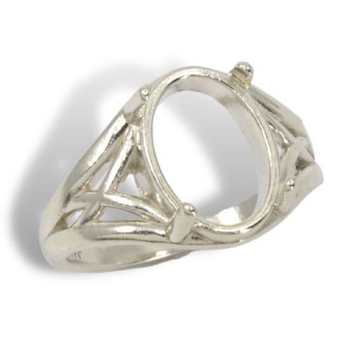 Oval Cabochon Fancy Design Ring Mounting