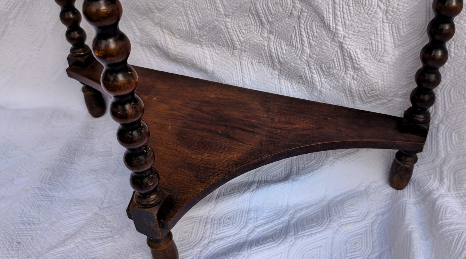 Ornate Demilune Table Half Moon Solid Dark Wood Unique Entry/Hall 25"T