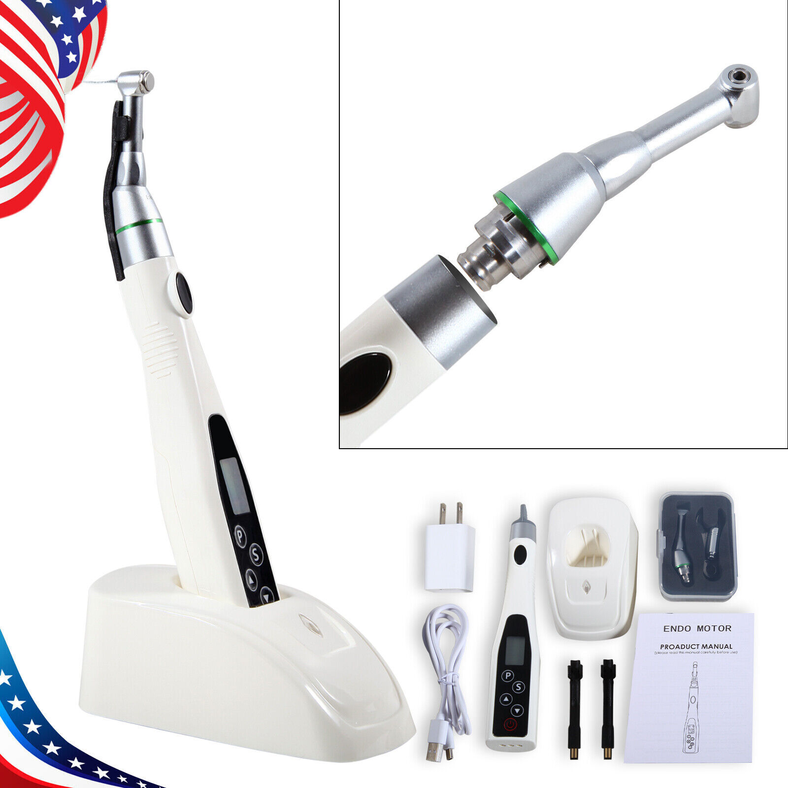 Dental Cordless LED Endo Motor Endodontic​ Treatment 16:1 Contra Angle Handpiece