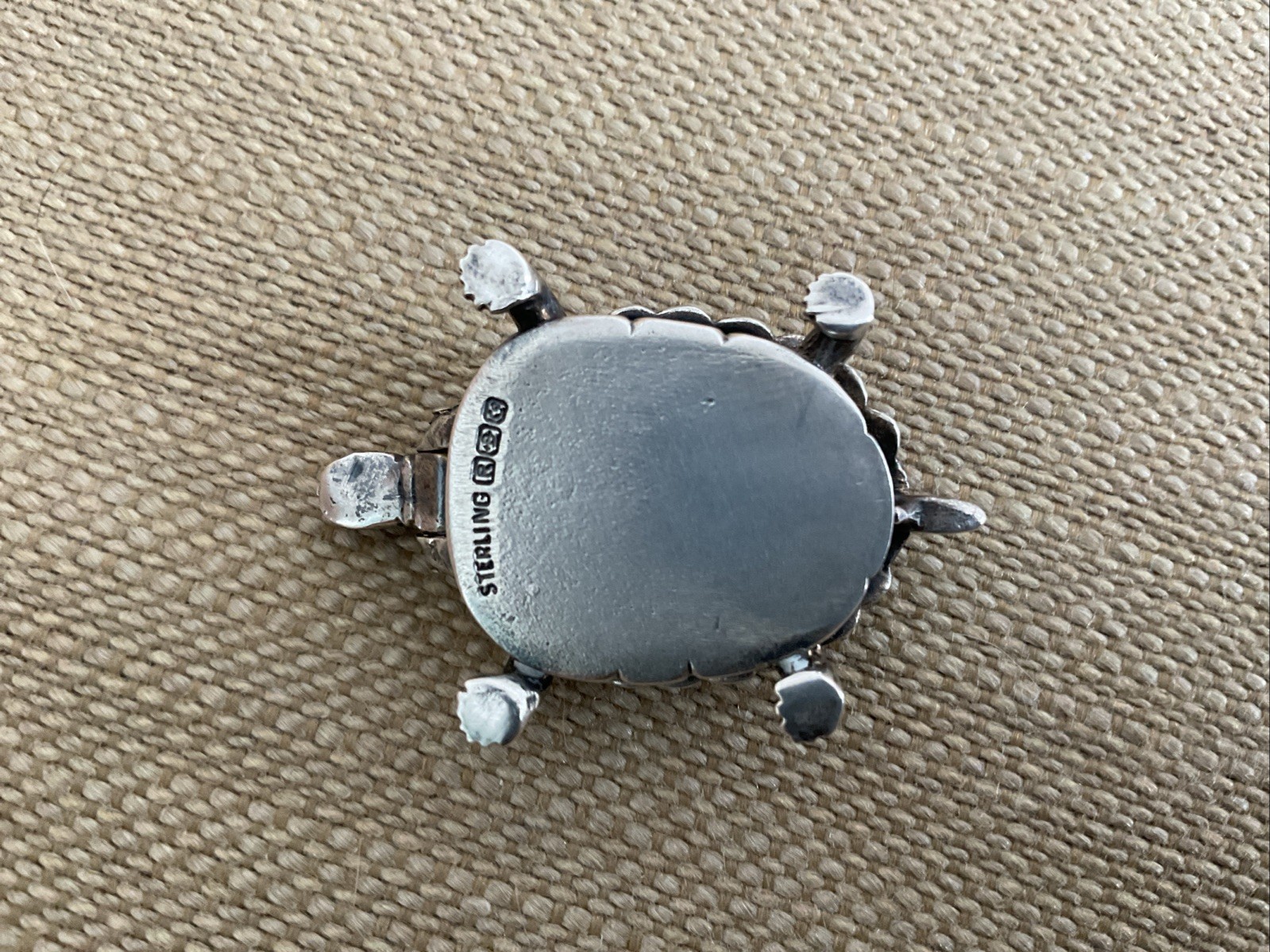 Antique Blackinton Sterling Turtle Pill Box - Gold Wash Inside - GreatCondition!