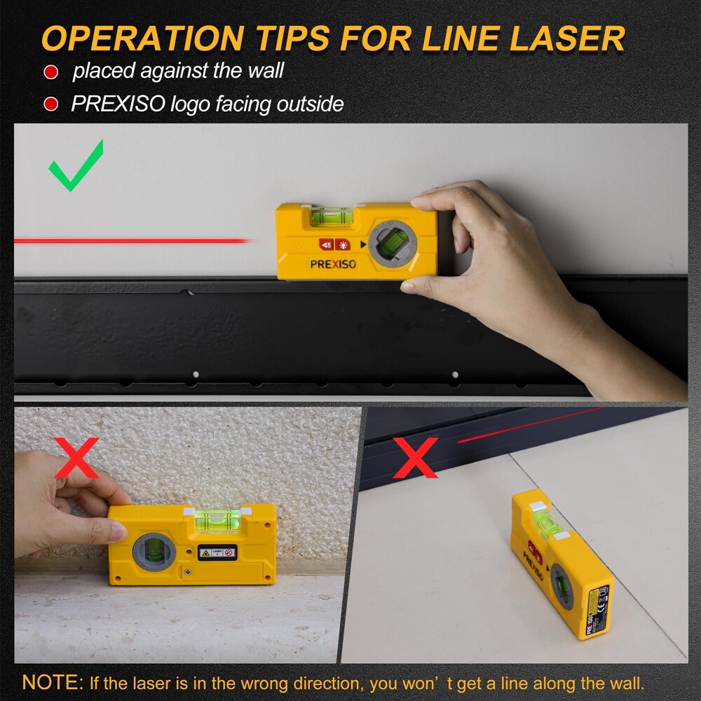 PREXISO 2-in-1 Line Laser Level 30 Ft Laser Line Leveler Tool Mini Torpedo Level