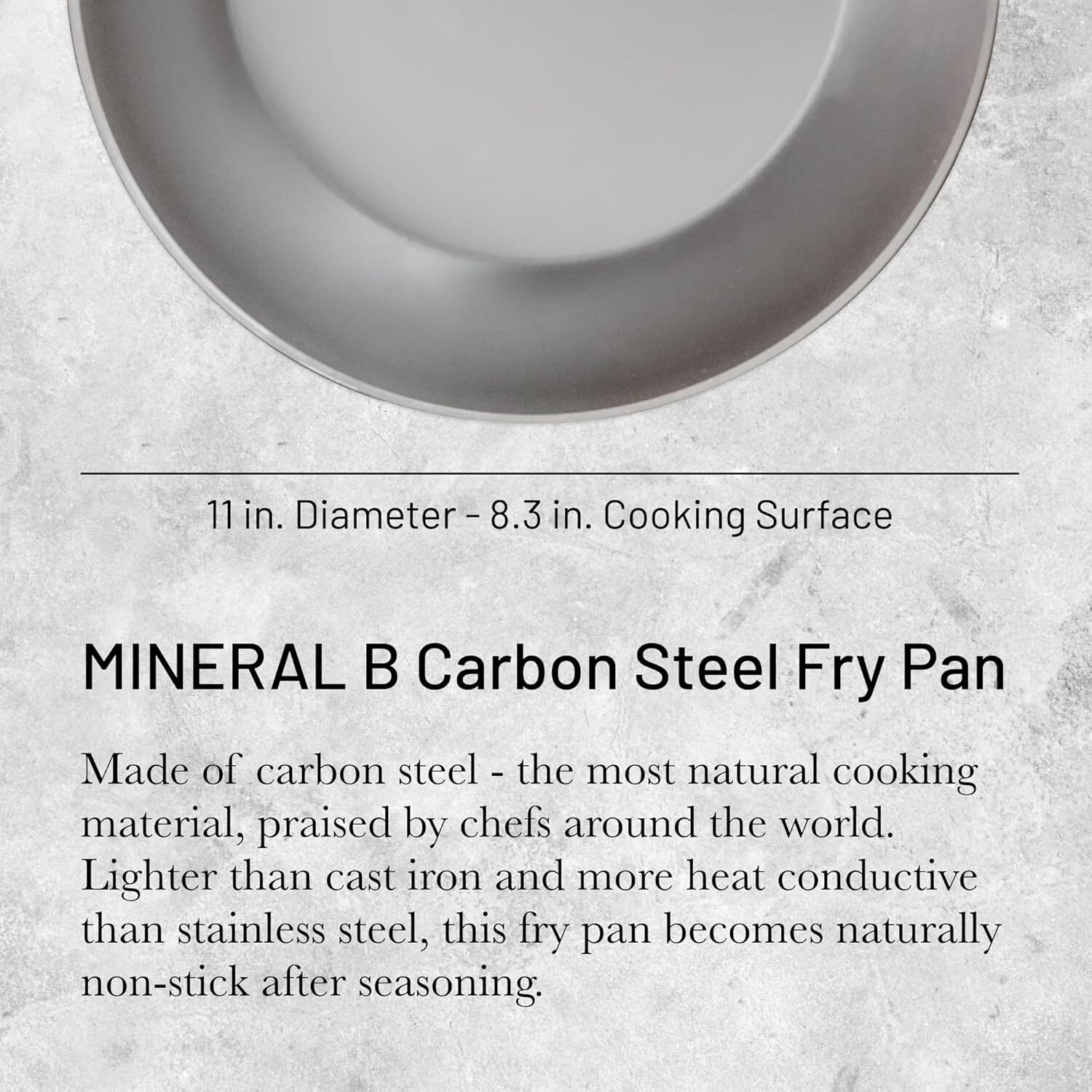 De Buyer 5610.28 Mineral B Round Carbon Steel Fry Pan, 11-Inch, Silver