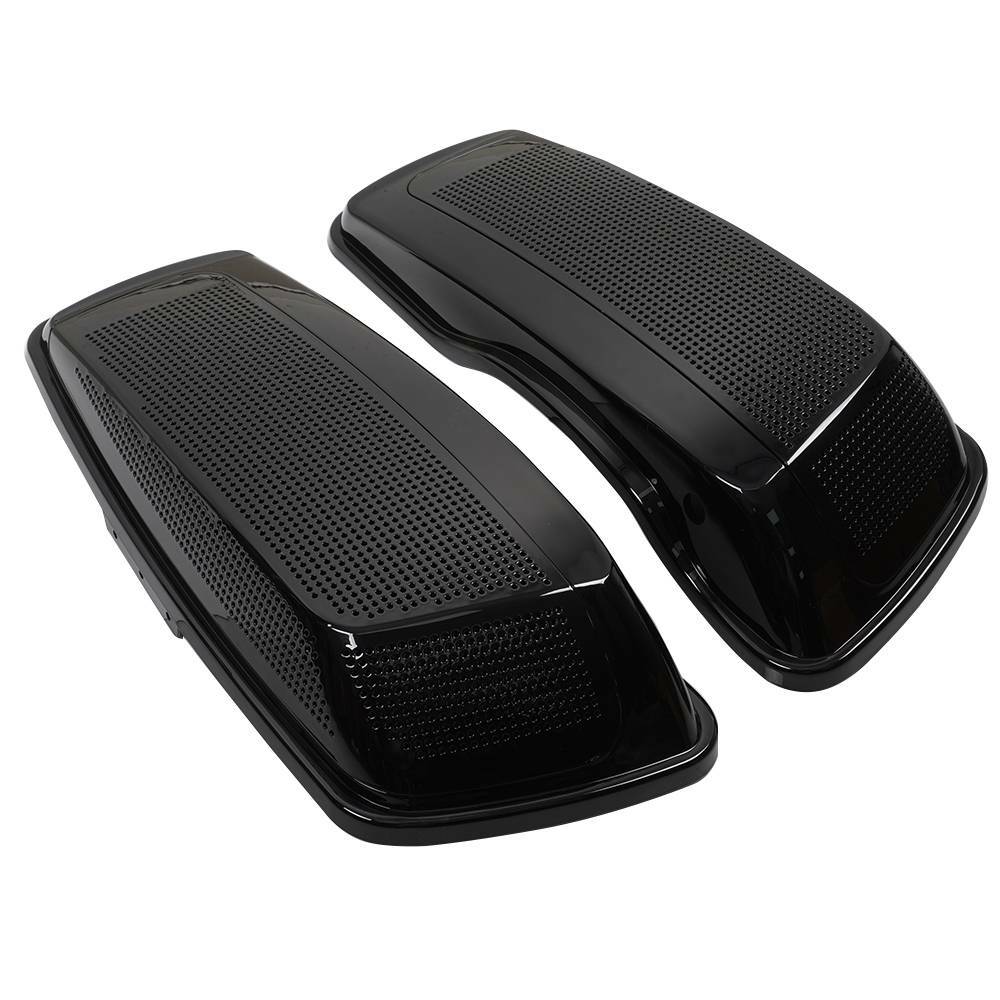 Vivid Black Dual 6x9" Speaker Saddlebag Lids For 2014-2022 Harley Touring Models