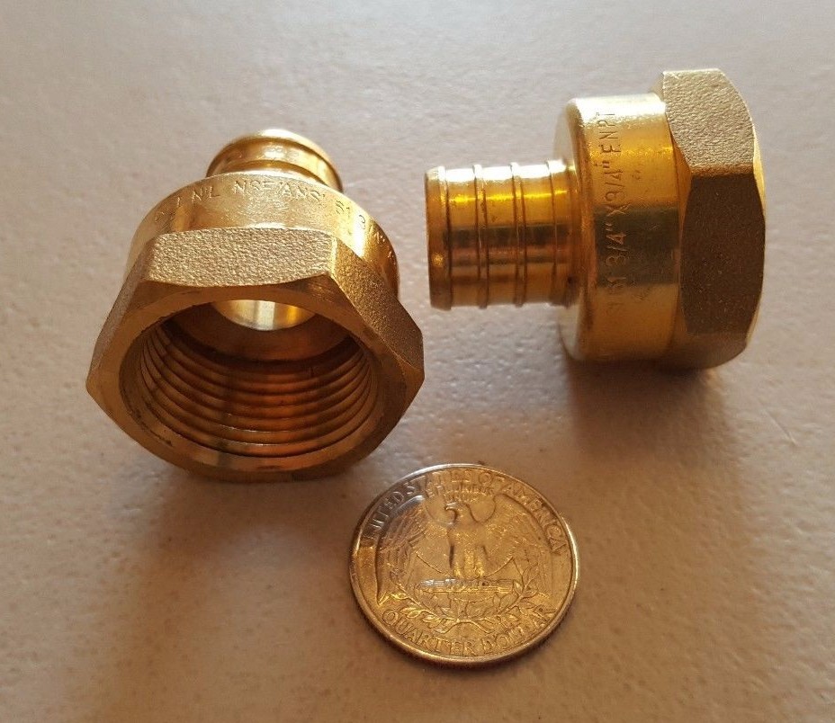 100 PCS 3/4" PEX X 3/4" FEMALE THREADED ADAPTER BRASS CRIMP FITTING (LEAD FREE )