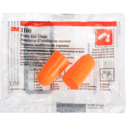 3M 1100 Disposable Foam Noise Reduction Ear Plugs 29 dB Sleep Aid Shooting Work