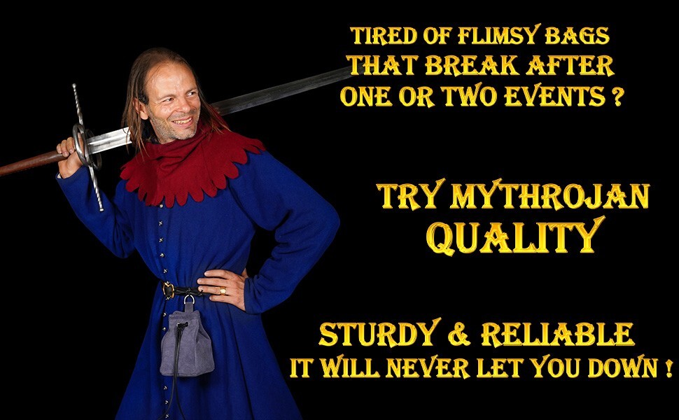 Medieval Belt Pouch Renaissance Accessories Suede Bag for LARP Cosplay - Blue