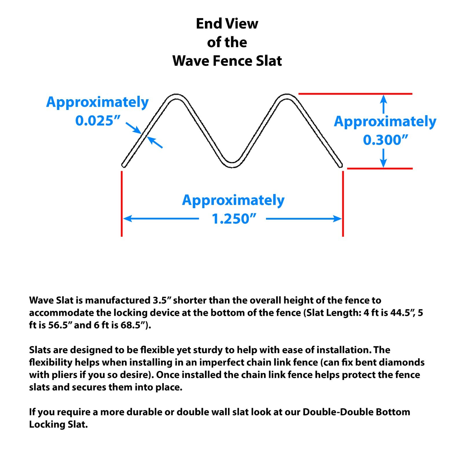 4 ft High Gray Wave Slat™ Single Wall Privacy Chain Link Fence Slats