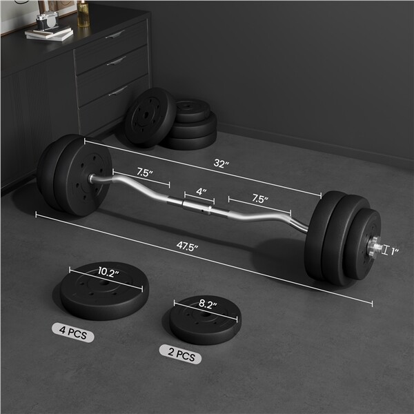 66lbs Weights Barbell Weight Set Curl Bar with Weights Weight Set for Home Gym