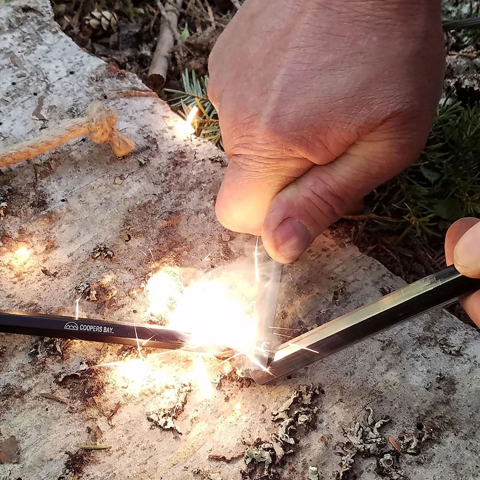 HexaLite™ Ferro Rod Fire Starter - Large 6-Sided Shape & Easy Grip Striker