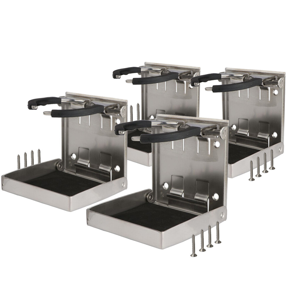 4X Stainless Steel Adjustable Drink Holder Folding Cup holder for Boat Caravan