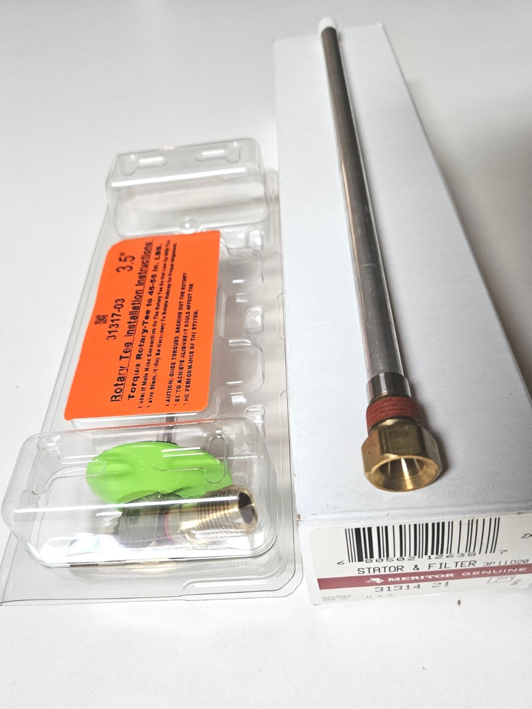 3131703 Thru Tee  And 3131421 Stator & Filter ( MERITOR) Pack..  For 50 $ Dlls..