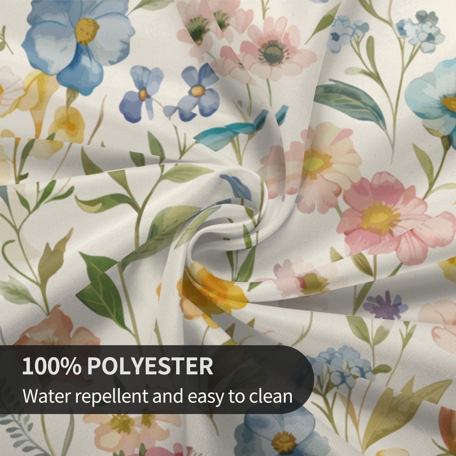 Spring Round Tablecloth 60 Inch Watercolor Flowers Table Anti-Wrinkle Waterpr...