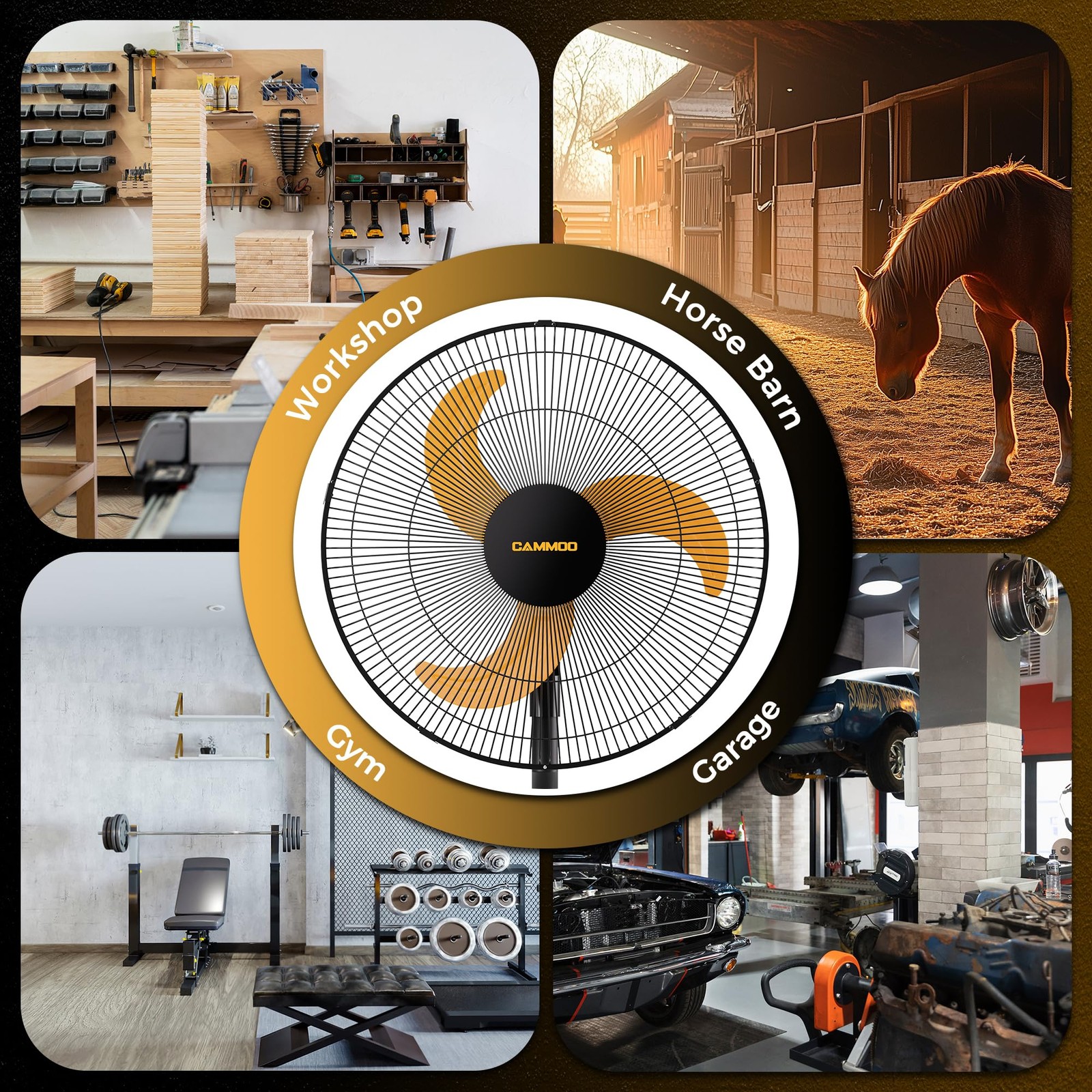 18 Inch Industrial Wall Mount Fan Oscillating with Remote 3-Speed 2 Packs