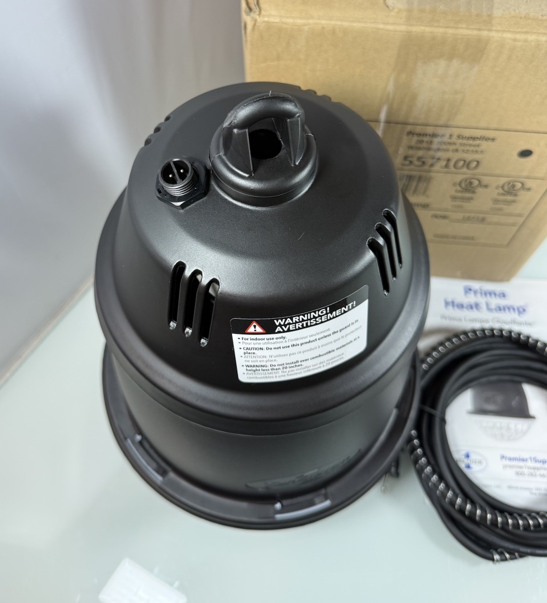 Premier 1 Prima Heat Lamp Model 557100 For Farm Livestock Animals, Black - NEW