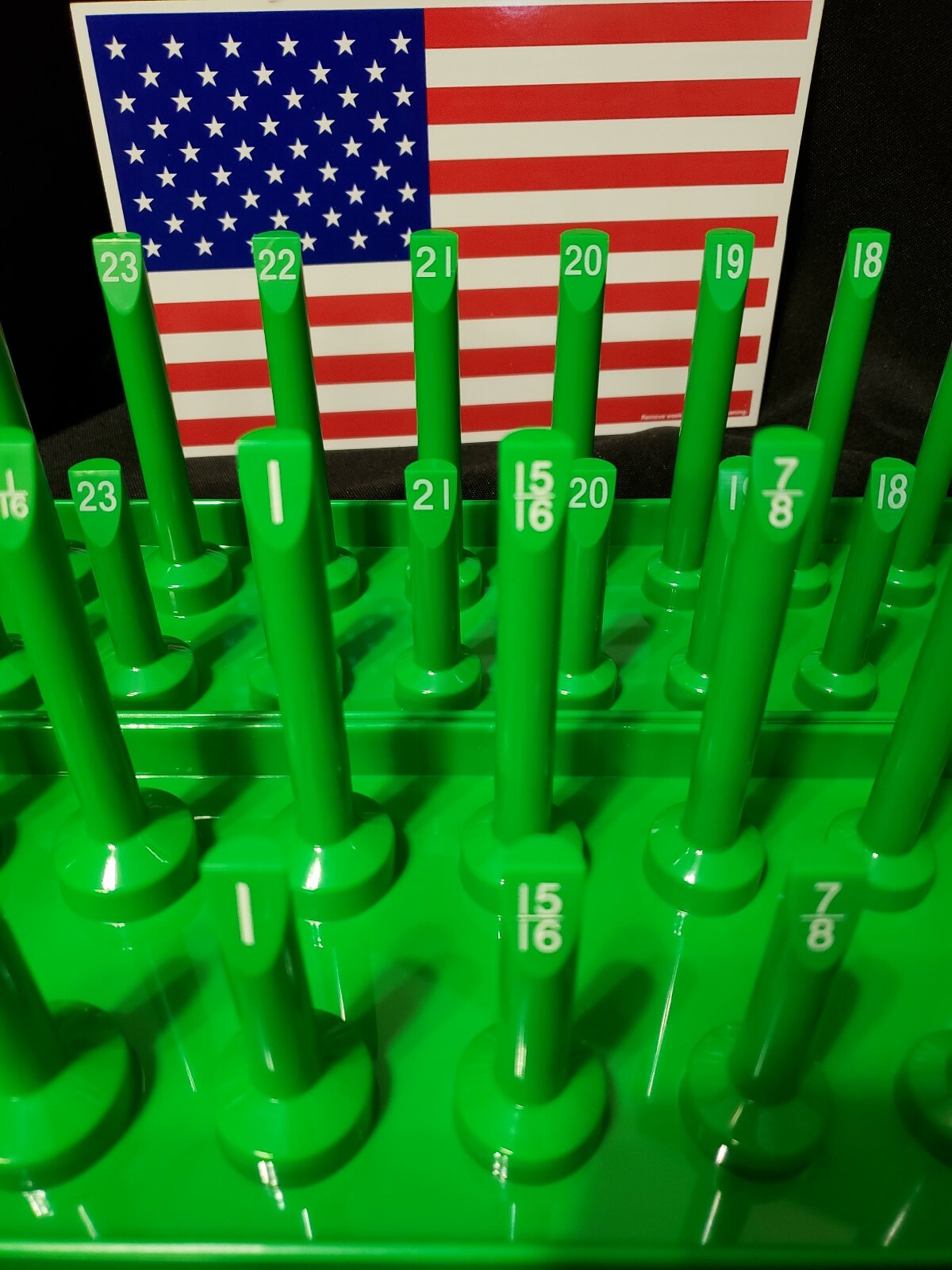 Hansen 6 Pc Socket Tray Metric SAE Tool Rack Holders 1/4" 3/8" 1/2" Green - USA