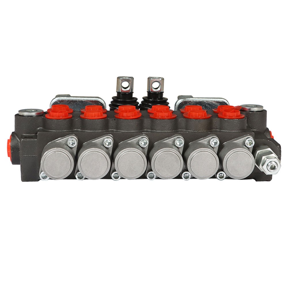 Hydraulic Backhoe 11 GPM Directional Control Valve 6 Spool With 2 Joysticks