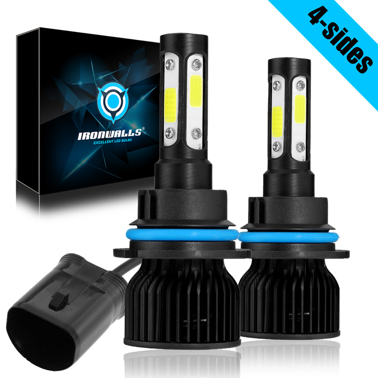 4 Sides HB1 9004 LED Headlight Bulbs Dual Beam 3600000LM 6000K Super Bright Kit