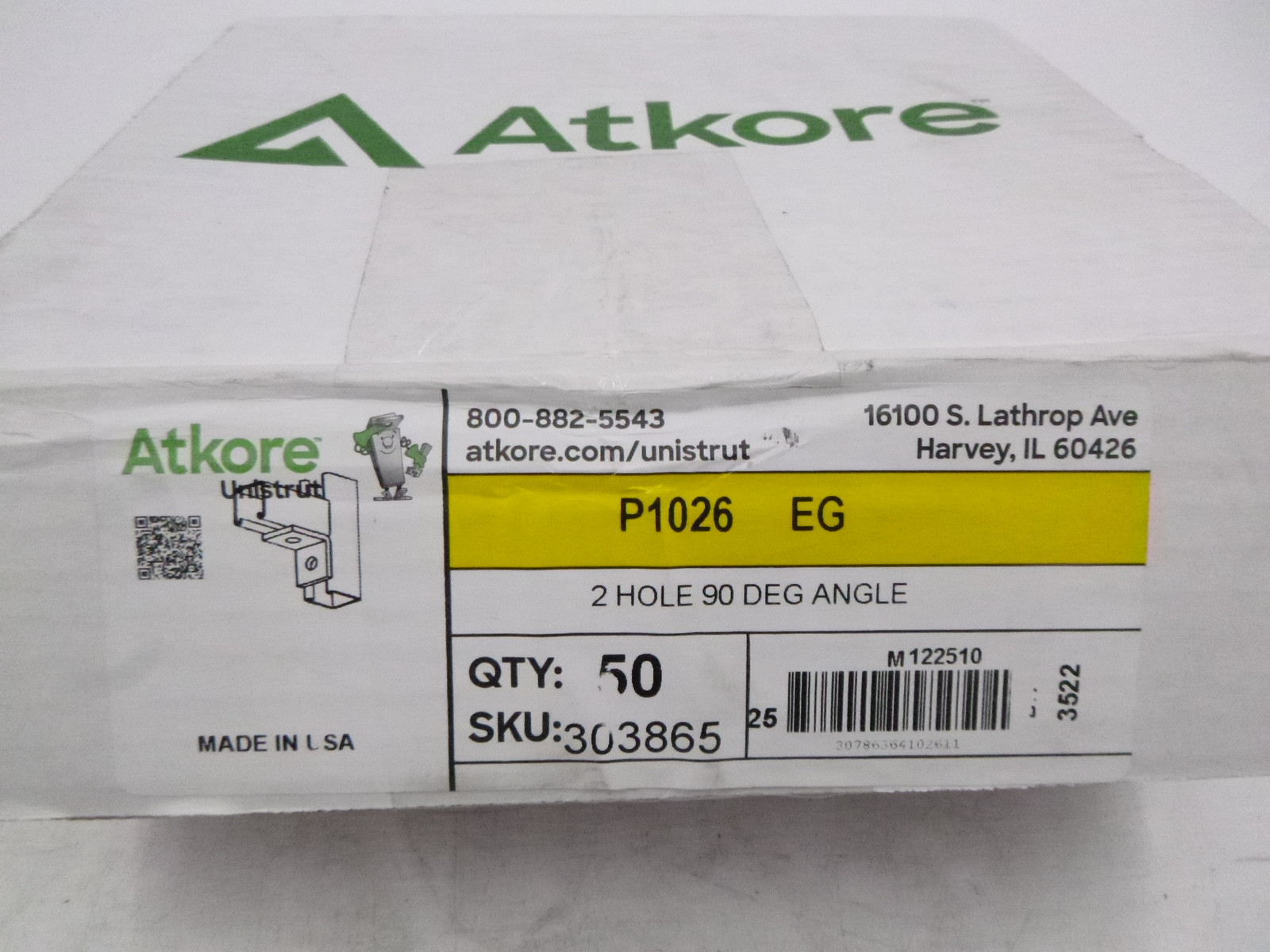 50 Pack Atkore P1026 Unistrut 2-Hole 90° Angle Conduit Fitting