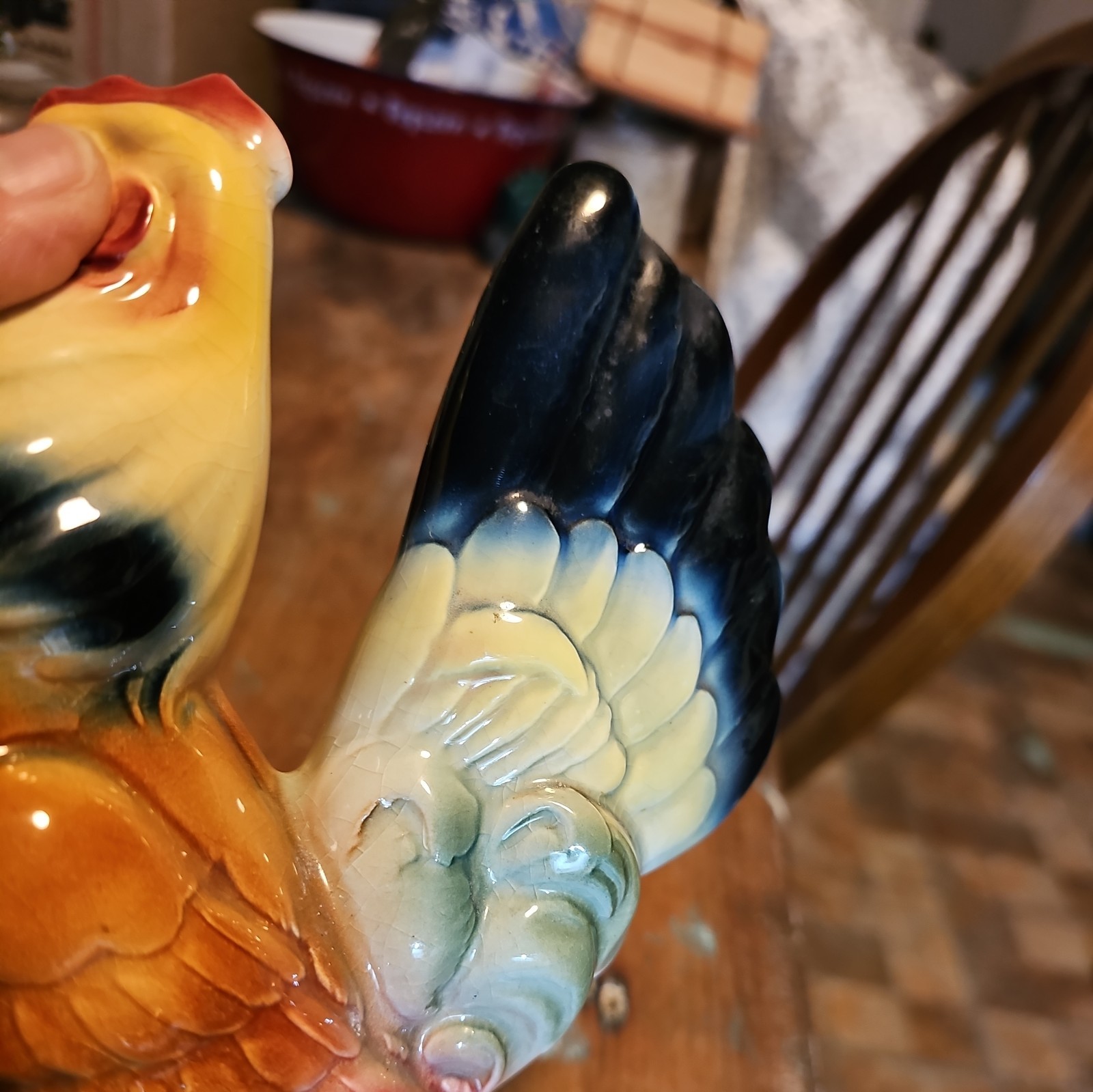 Vintage 1940's or 1950's Royal Copley Hen Figurine Size 7.5" Handpainted