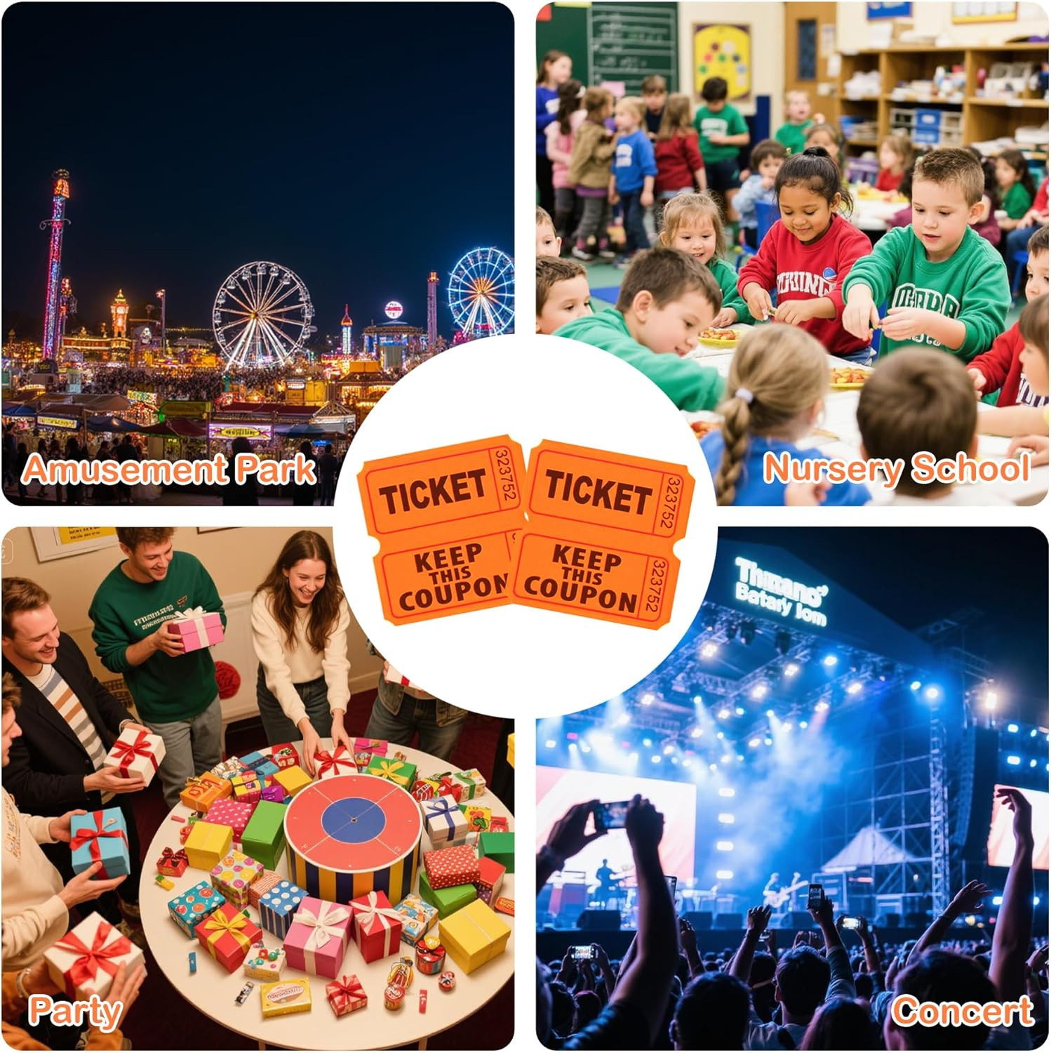 2000 Pcs 1000 Pairs Raffle Tickets, 50/50 Double Raffle Tickets, 250 Double Tick