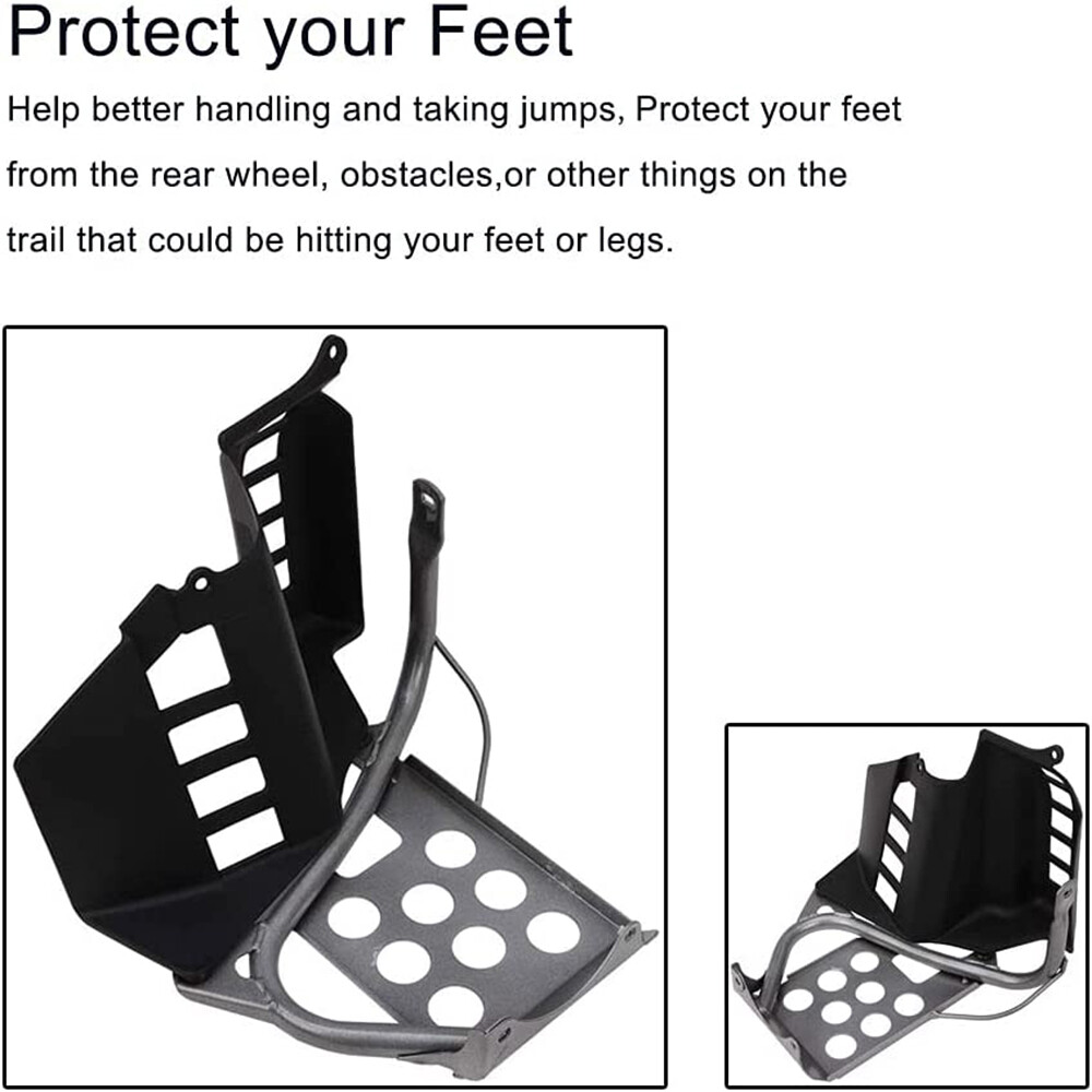 Heel Guards Footrest For 1990-2006 Yamaha Banshee LH+RH Nerf Bars Black+Silver