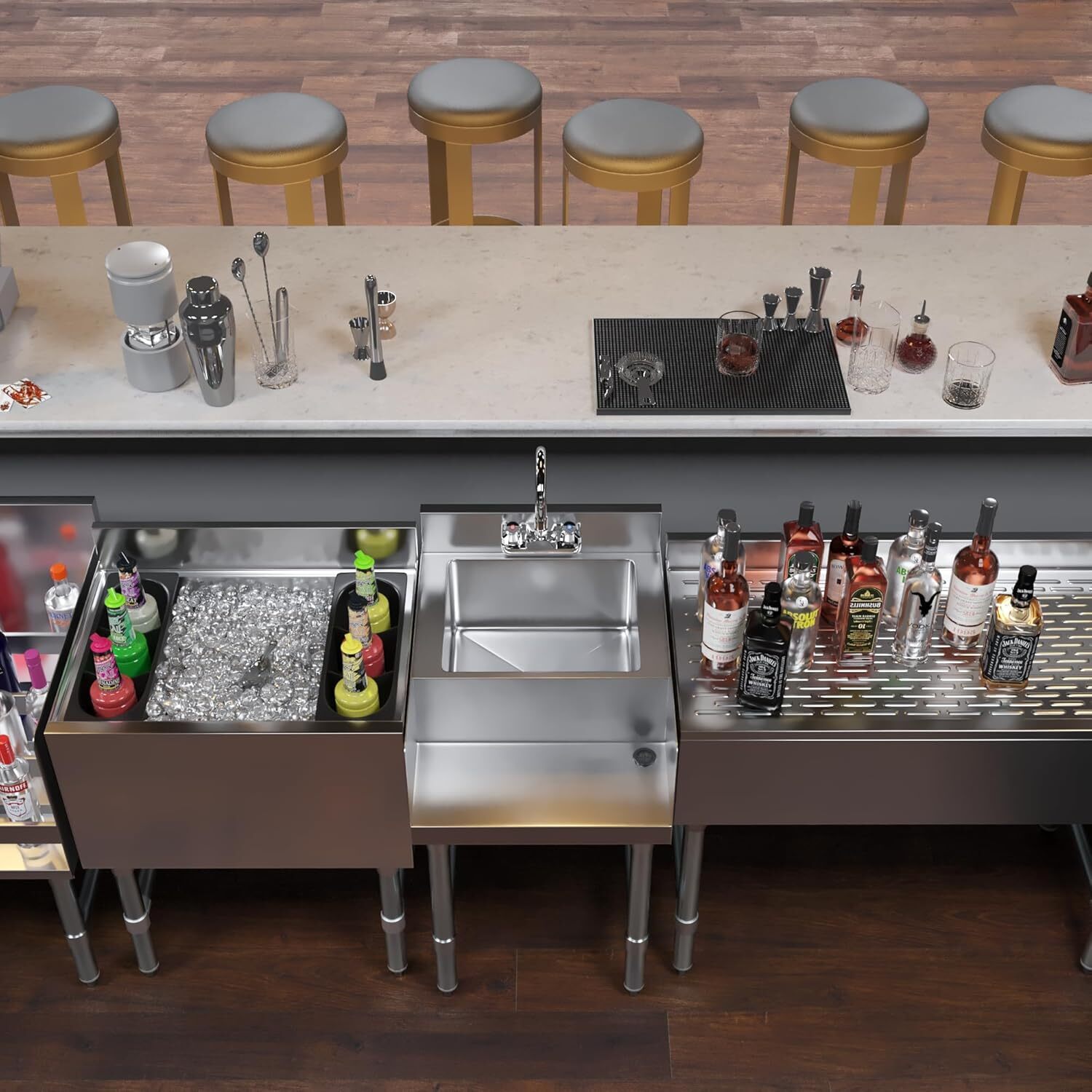 22 in. x 18 in Stainless Steel Utility Blender Station with Dump Sink and Faucet