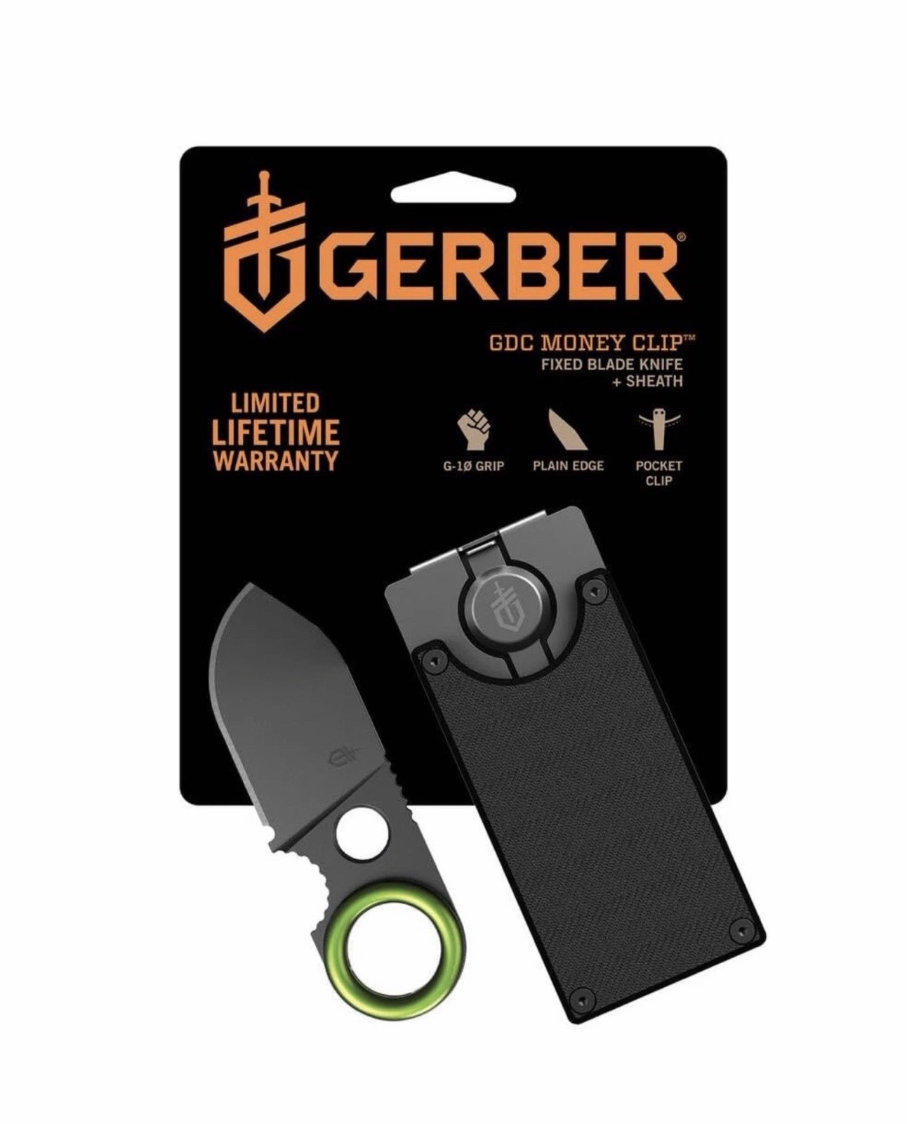 NEW Gerber Fixed Blade Knife & Money Clip Card Holder Great Groom/Best Man Gift!