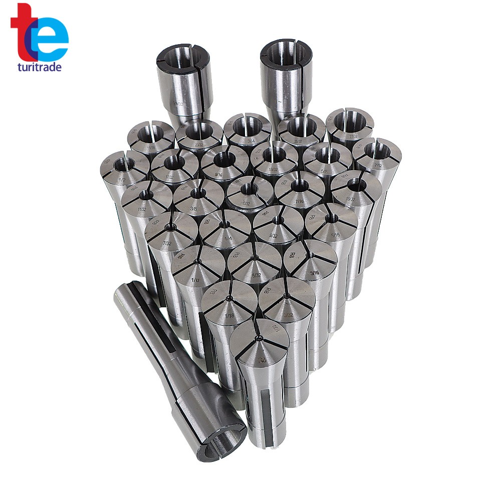 29Pcs R8 Spring Collet Set Fractional 1/32" To 1" High Precision
