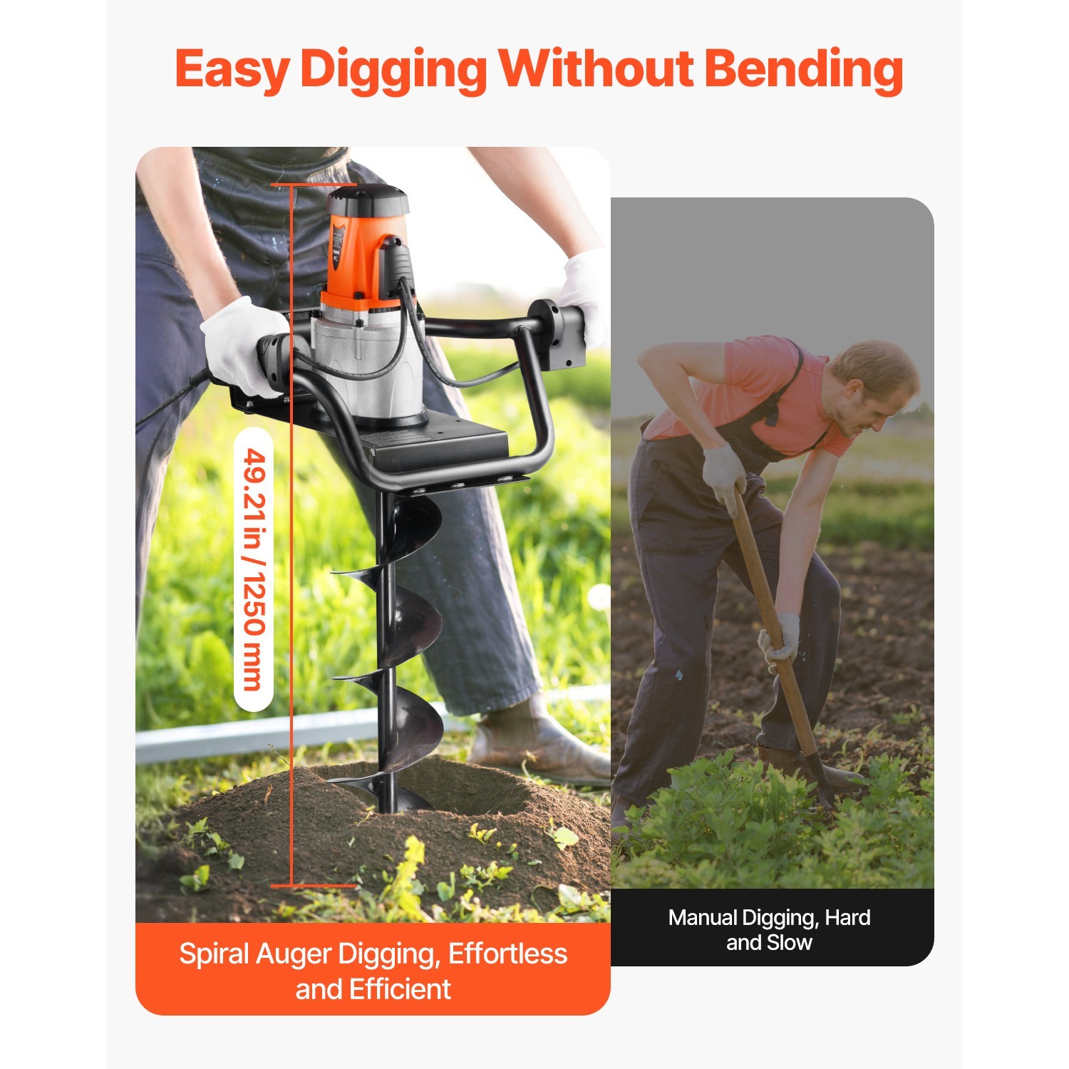 1500W Electric Post Hole Digger 5.71" Earth Auger Bit+Extension Rod Quick Digger