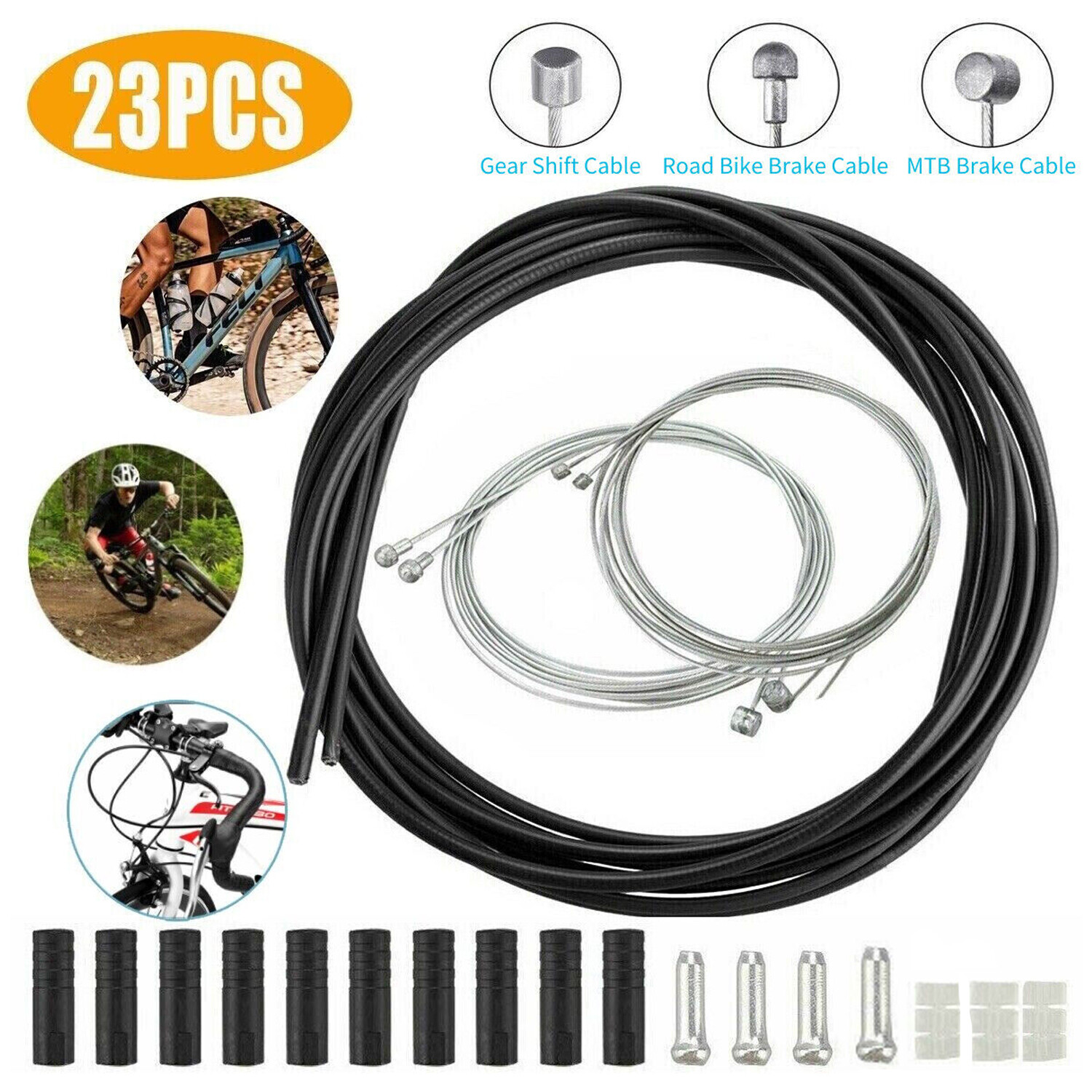 23PC Bike Complete Front & Rear Wire Gear Brake Cable Set Mountain Bicycle Bikes