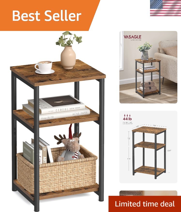 Side Table, Small End Table, Tall Nightstand for Living Room, Bedroom, Office...