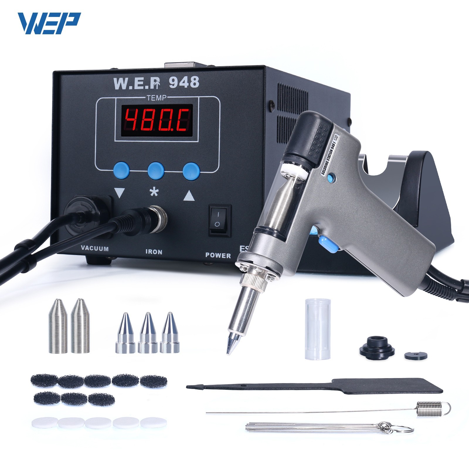 WEP 948 Desoldering Station 110W Vacuum Pump Digital Soldering iron Station kit
