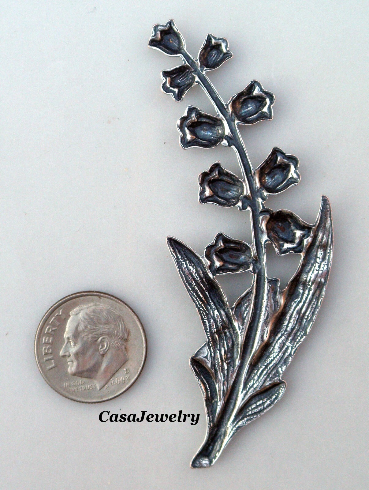 #5029 ANTIQUED STERLING SILVER PLATED LILY OF THE VALLEY COMPONENT
