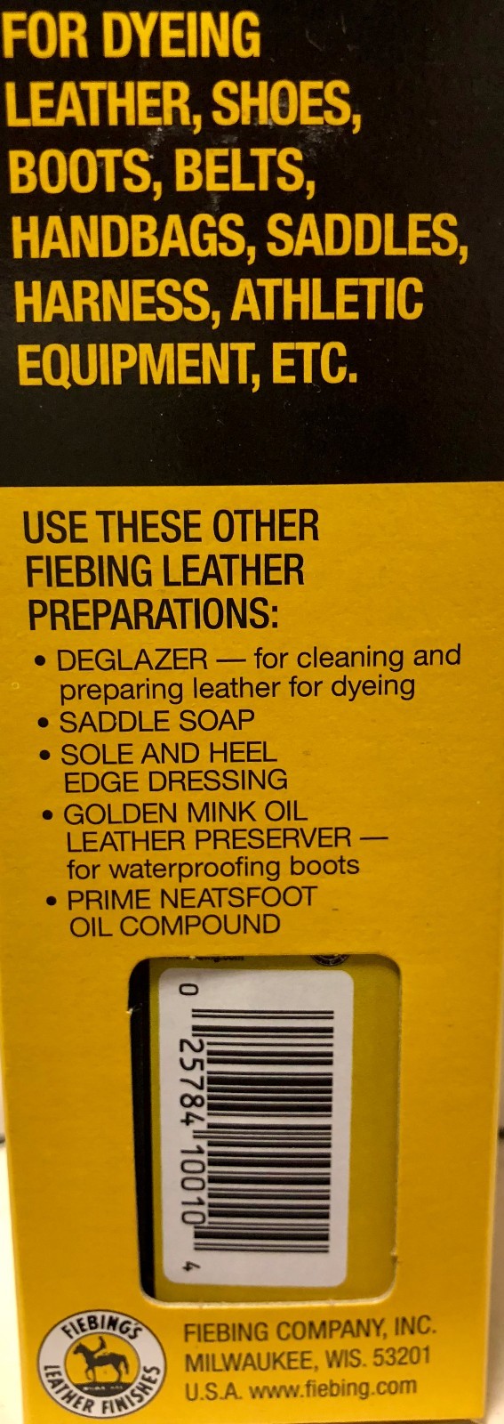 Fiebing's Leather Dye w/ Applicator - ALL COLORS- 4 OZ |Not for CA Customers|