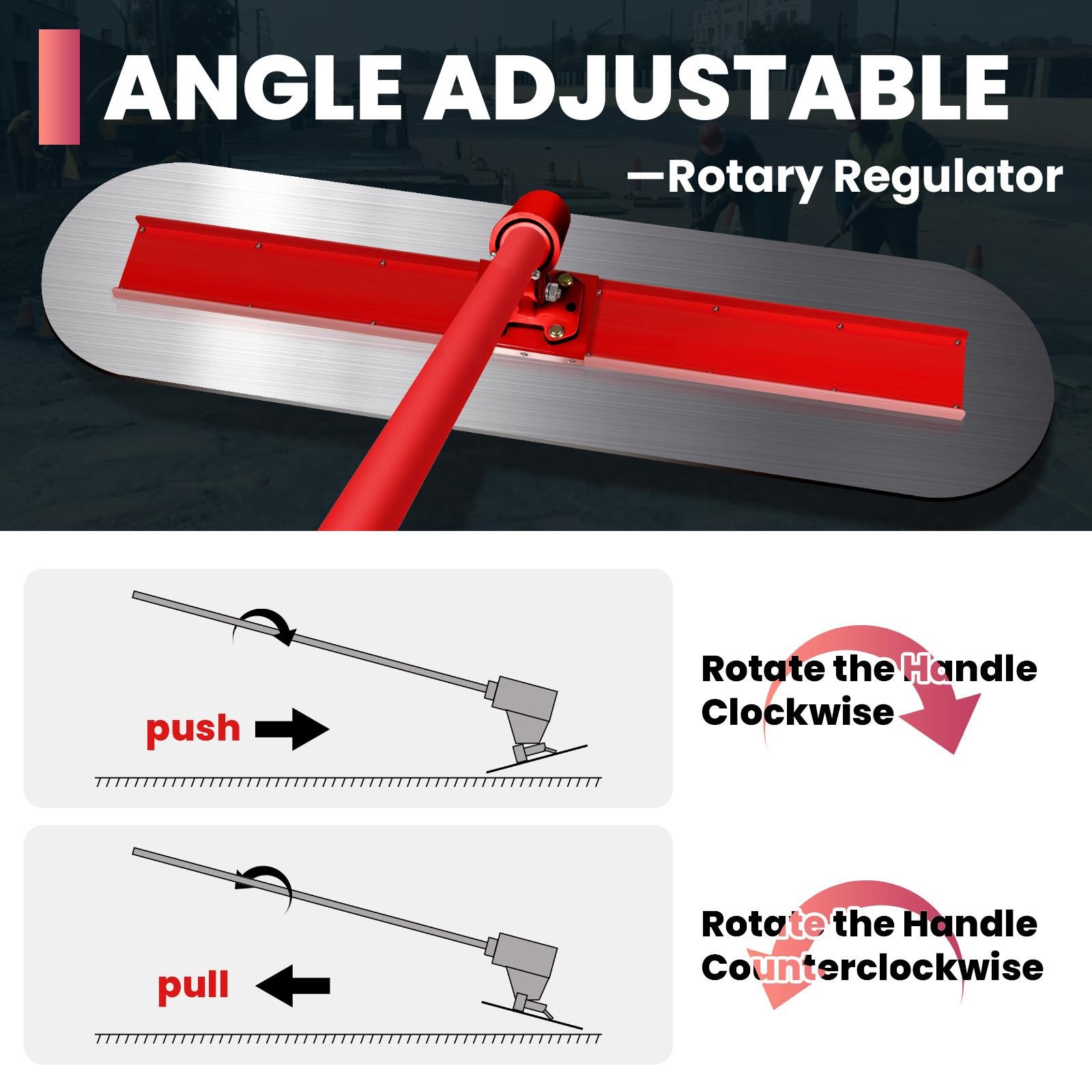 48"x12" Stainless Steel Bull Float Concrete Tool Trowel Float 4 Handle Round End