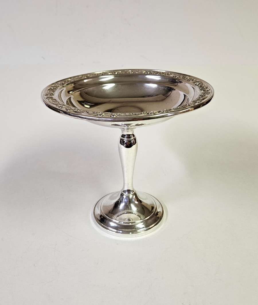 Vintage Gorham Sterling Silver Rose Scroll  1240 Pedestal Compote Candy Dish