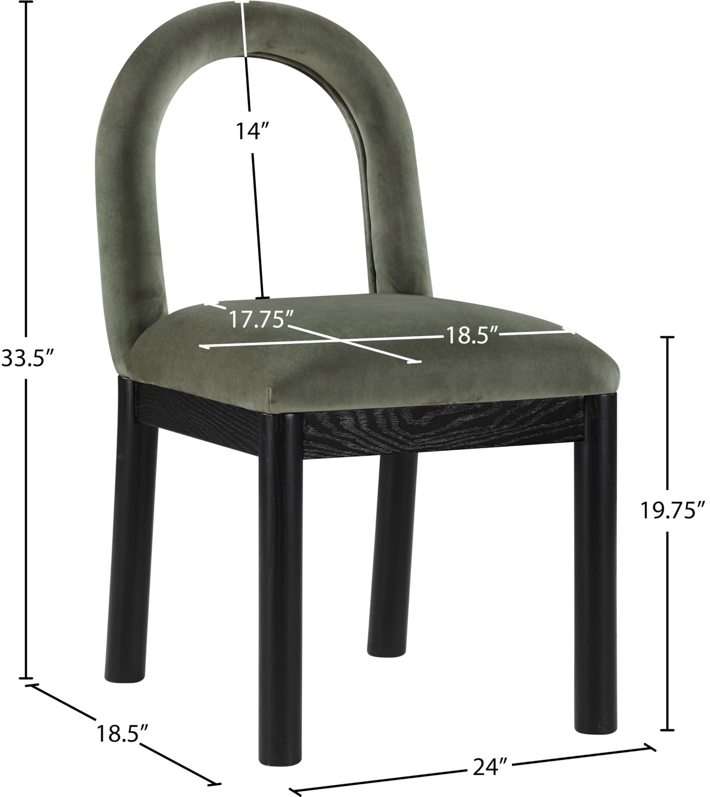 Meridian Furniture 11008Green-C Conrad Collection Art Deco Dining Chair