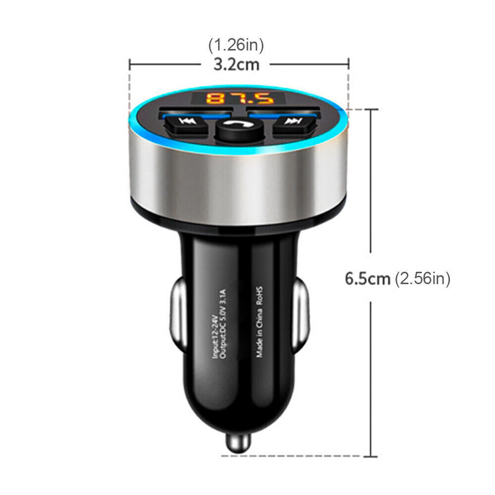 Cigarette Lighter Car Bluetooth FM Transmitter Radio Adapter 2 USB Charger
