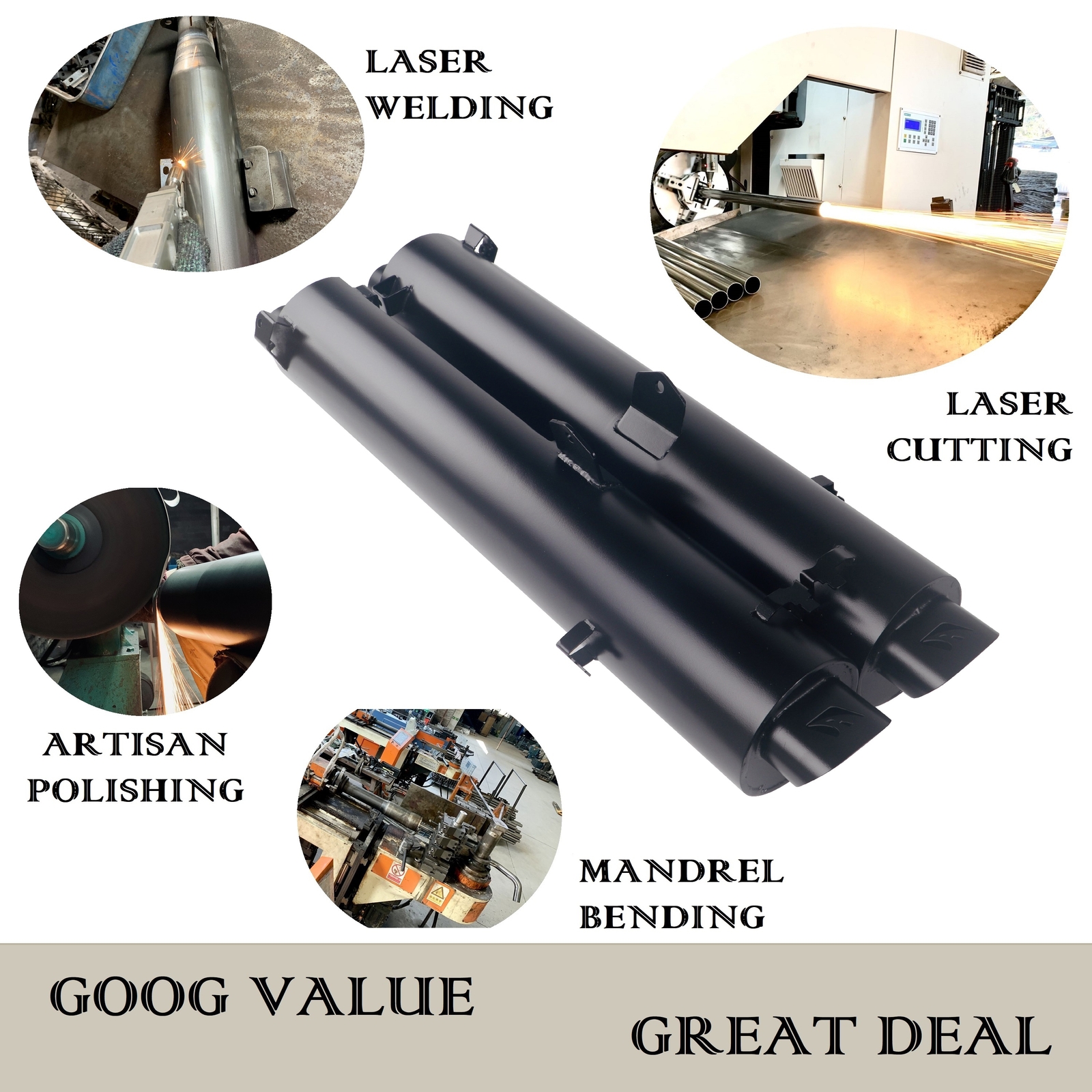 4.0'' Slip On Mufflers for H.o.n.d.a 2018-Up Goldwing GL1800 Exhaust,Black Style