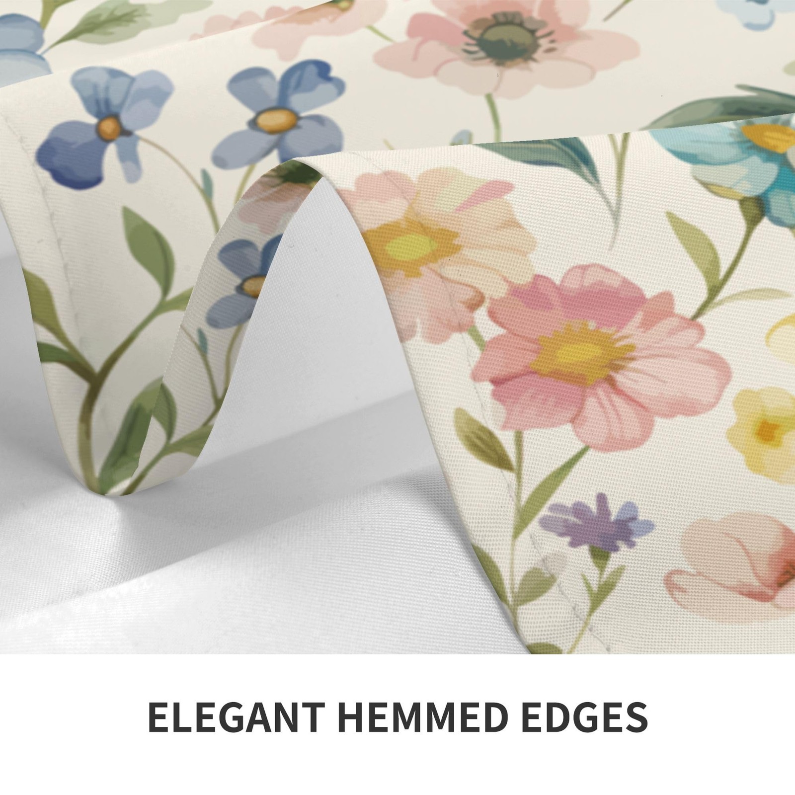 Spring Round Tablecloth 60 Inch Watercolor Flowers Table Anti-Wrinkle Waterpr...