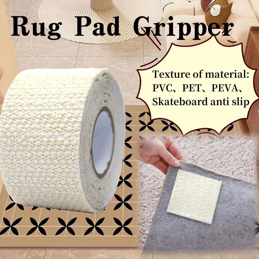 Anti-Slip Rug Tape Gripper, 0.16x9.8 FT (2" x 118") Double-Sided Carpet Gripp...