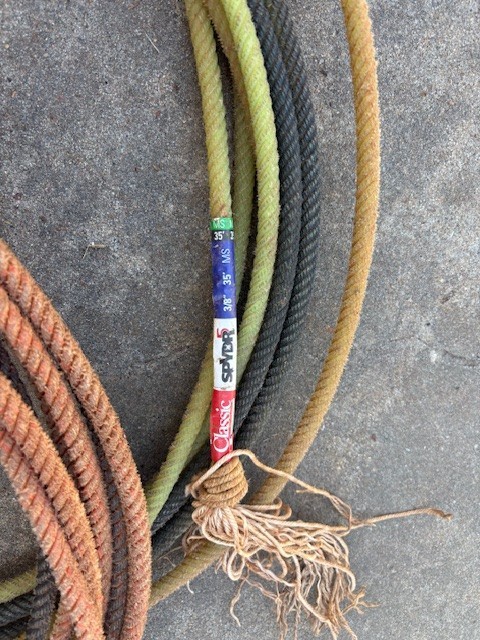 2 Two USED COWBOY ROPES LARIAT Nylon From Oklahoma Cattle Ranch 35' & 31'
