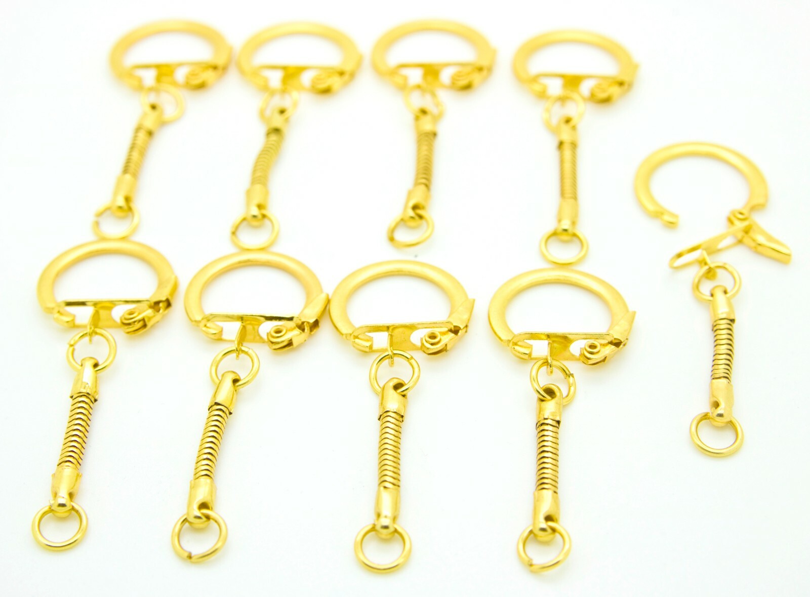 Lot of 25 KEY CHAINS ~ GOLD SNAKE CHAIN w/ SNAP END + JUMP RING ~ Craft Findings