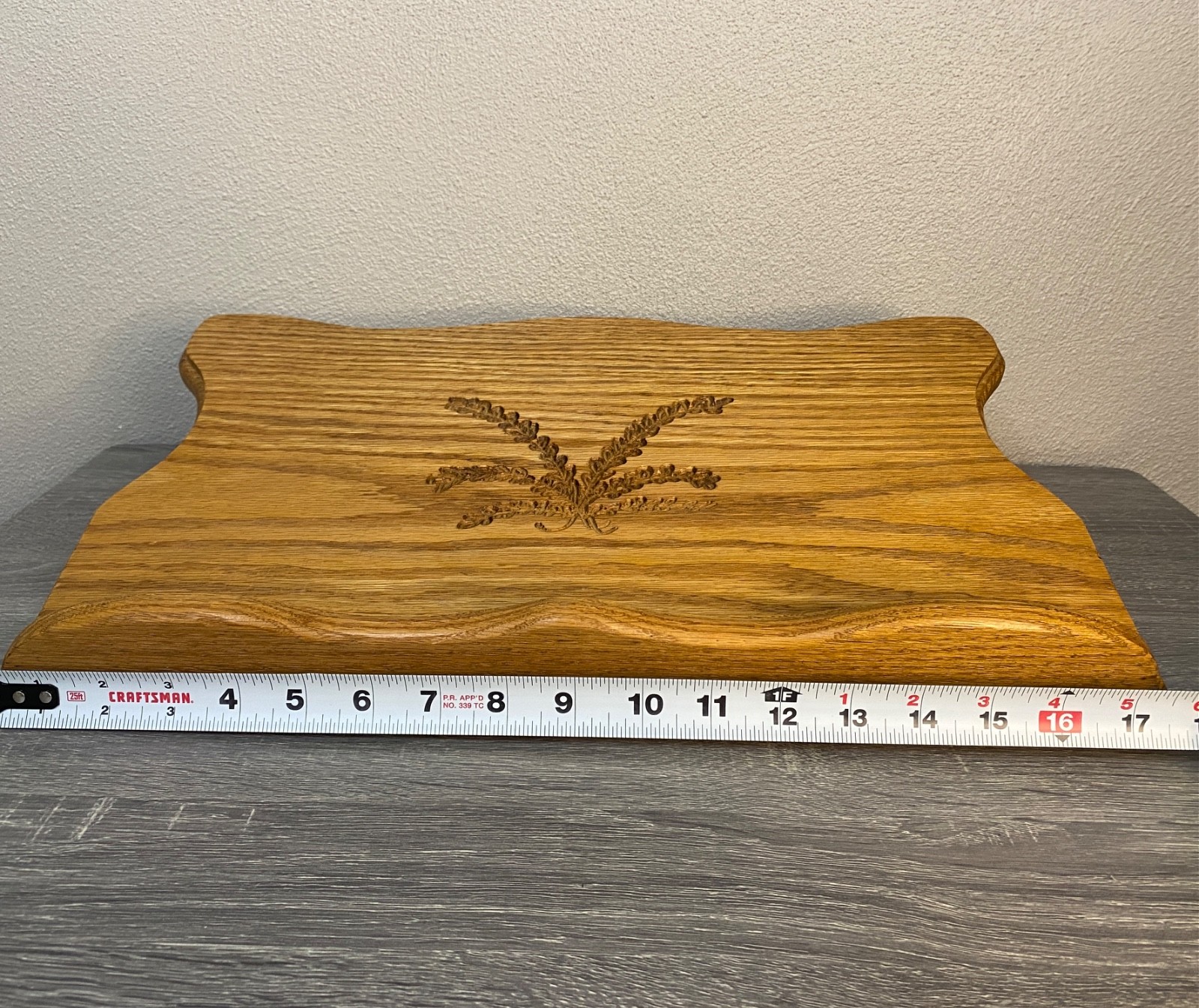 Oak Wood Missal Stand, Cook Book Rest, Bible Holder Carved Wheat Theme