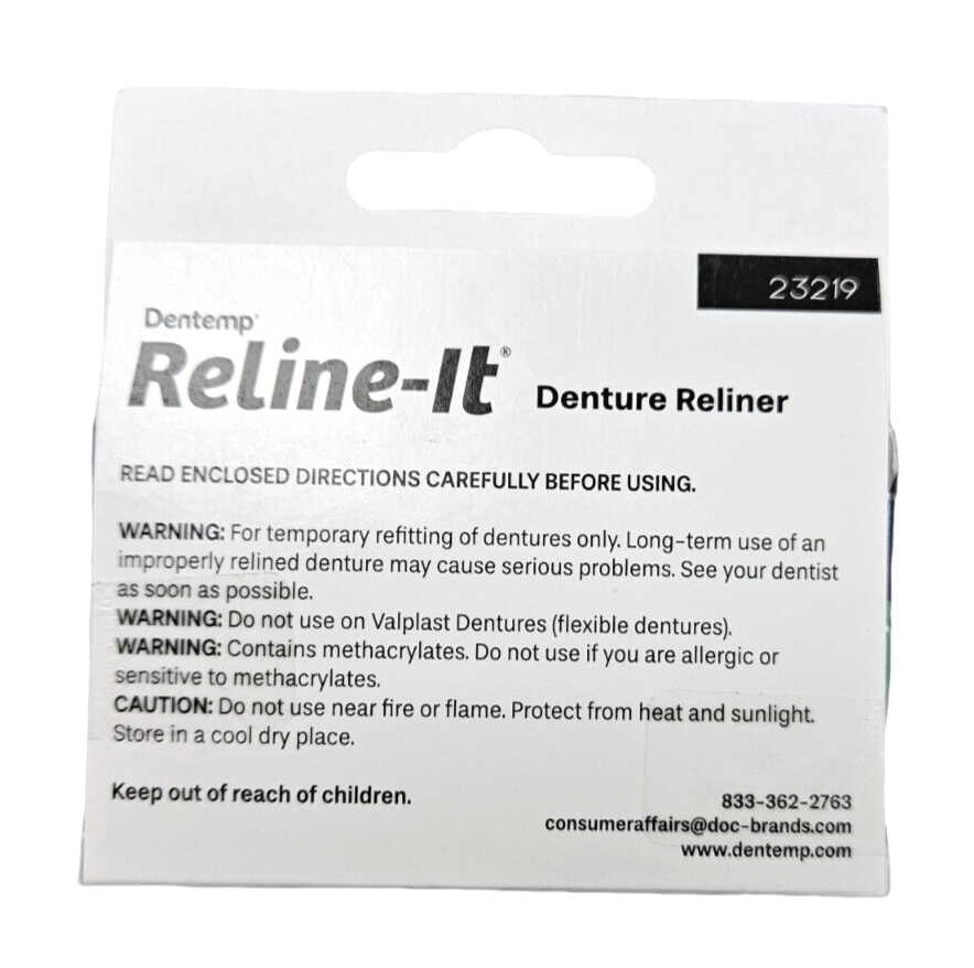 Dentemp Denture RELINER RELINE IT - 2 repairs / box ( 3 boxes ) green NEW LOOK!