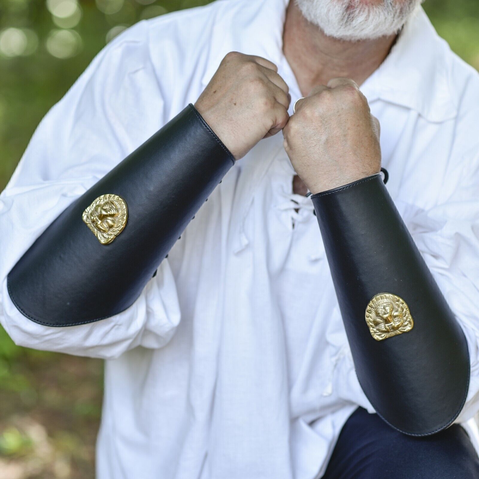 Unisex Faux Leather Gauntlet Wristband Arm Guards Cosplay